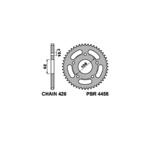 4458 50 C45 Corona Pbr Passo 428 - 48 > 50 Denti Per Derbi Gpr R / Nude 2004 > 2008-4458-50-C45-124038