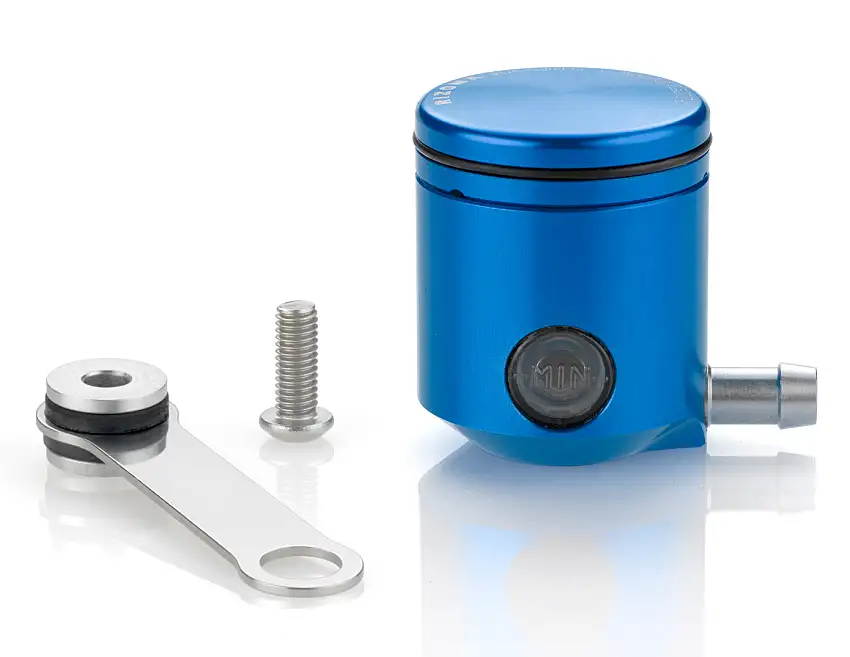 Serbatoio Liquido Freno/Frizione Rizoma CT025, becco laterale, con indicatore livello, colore Blu